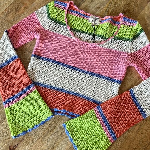 💥 Boho Multicolor Crochet Stripe Top - Picture 4 of 4